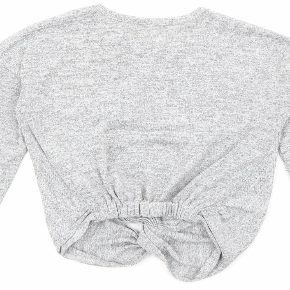 Primark Girls Grey Crew Neck Polyester Pullover Jumper Size 7-8 Years