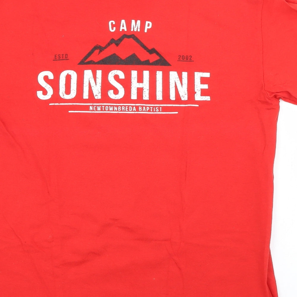 Gildan Mens Red Cotton T-Shirt Size S Crew Neck