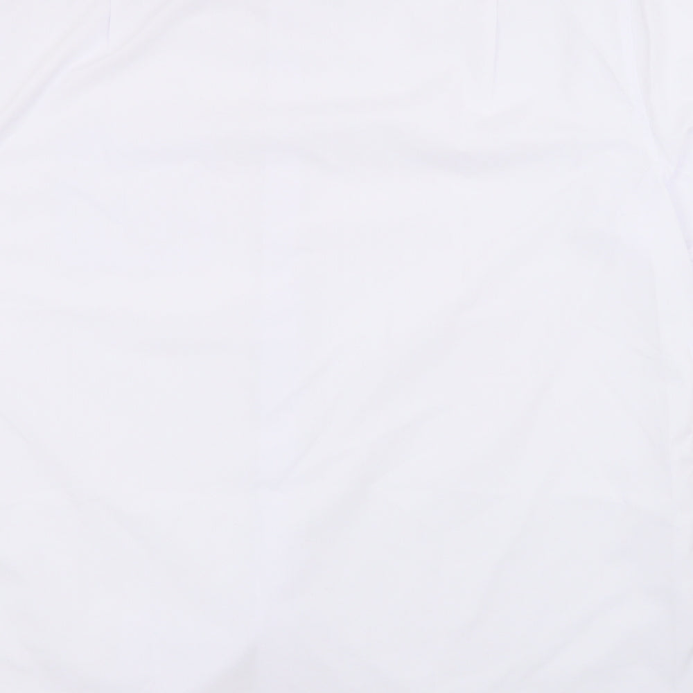 Marks & Spencer Mens White Polyester Button-Up Size 16 Collared Button