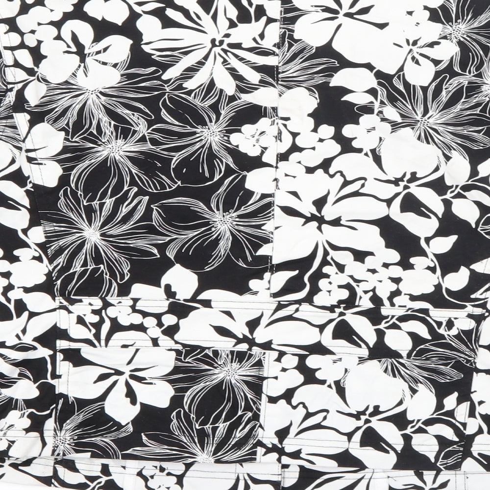 Liz Clasiborne Womens Black Floral Jacket Size S Snap