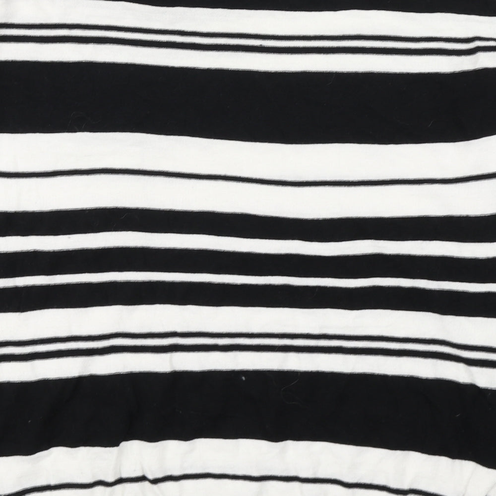NEXT Womens Black Boat Neck Striped Cotton Pullover Jumper Size 10