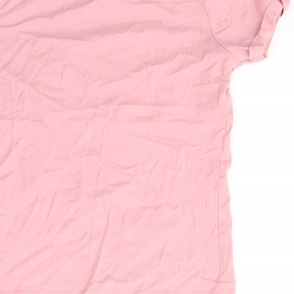 Primark Girls Pink Cotton Basic T-Shirt Size 7-8 Years Round Neck Pullover - Don't/kinda care
