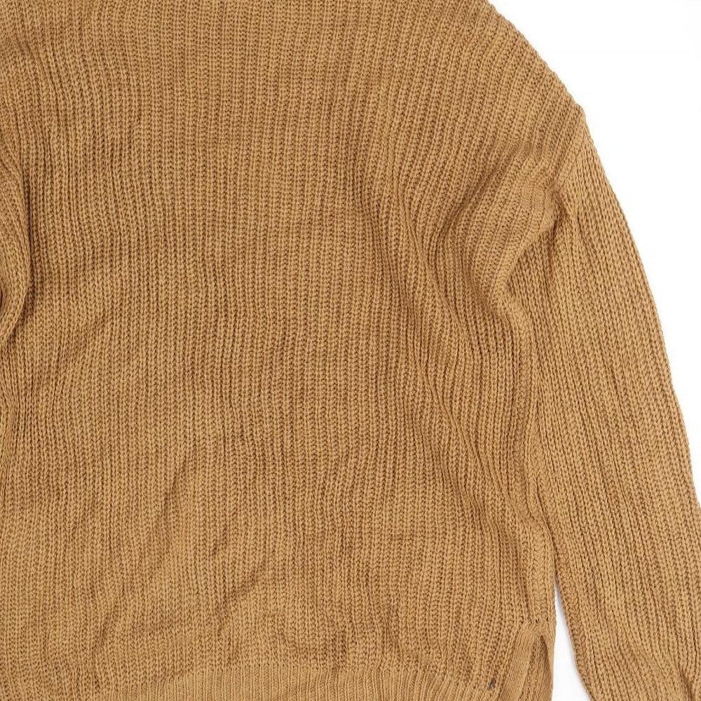 VERO MODA Womens Brown Roll Neck Polyester Pullover Jumper Size XS - Oversized