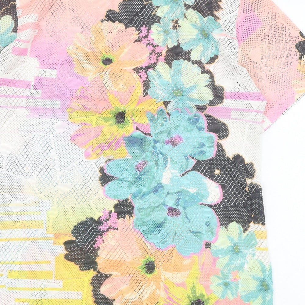 Gerard Womens Multicoloured Floral Polyester Basic T-Shirt Size S Round Neck - Mesh