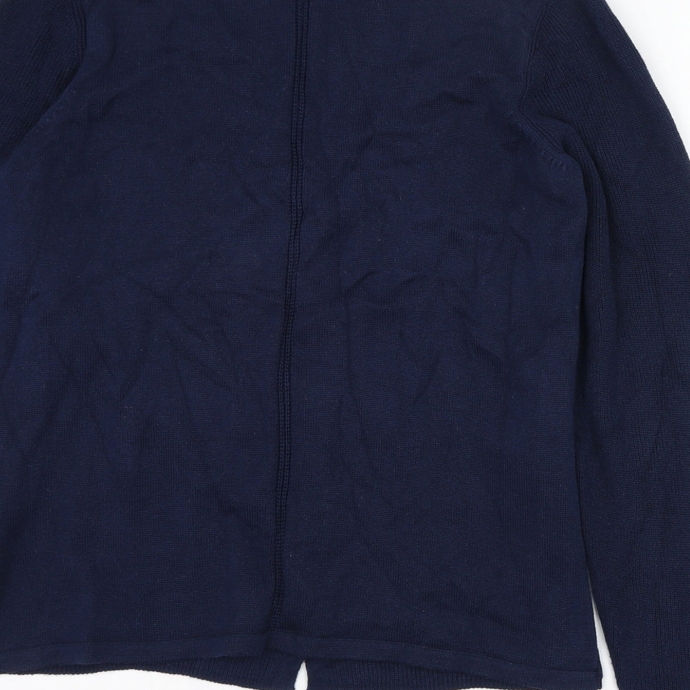 Olsen Womens Blue V-Neck Cotton Cardigan Jumper Size 12
