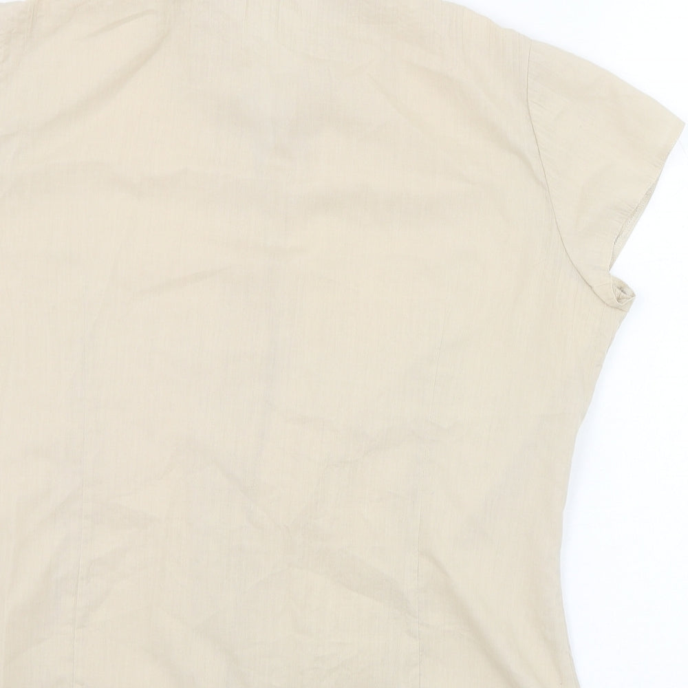 BHS Womens Beige Polyester Basic Button-Up Size 12 Collared
