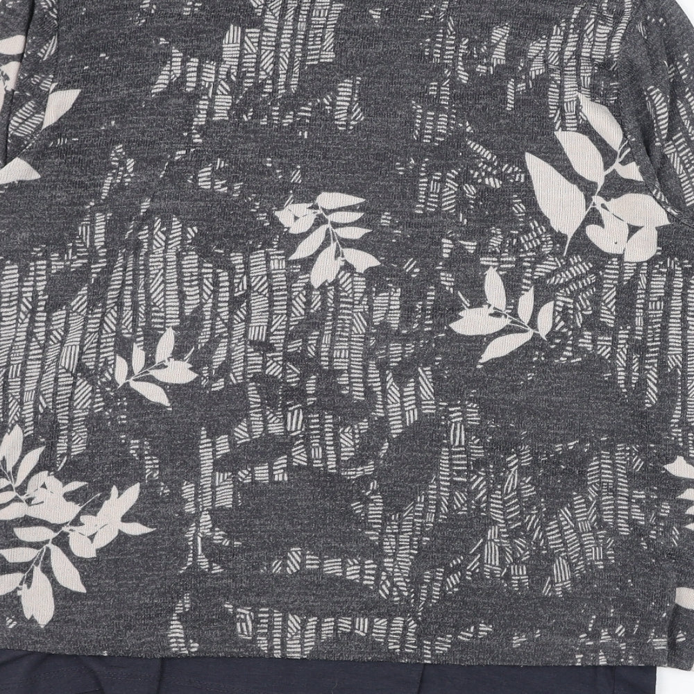 Viz A Viz Womens Grey Round Neck Floral Polyester Pullover Jumper Size M