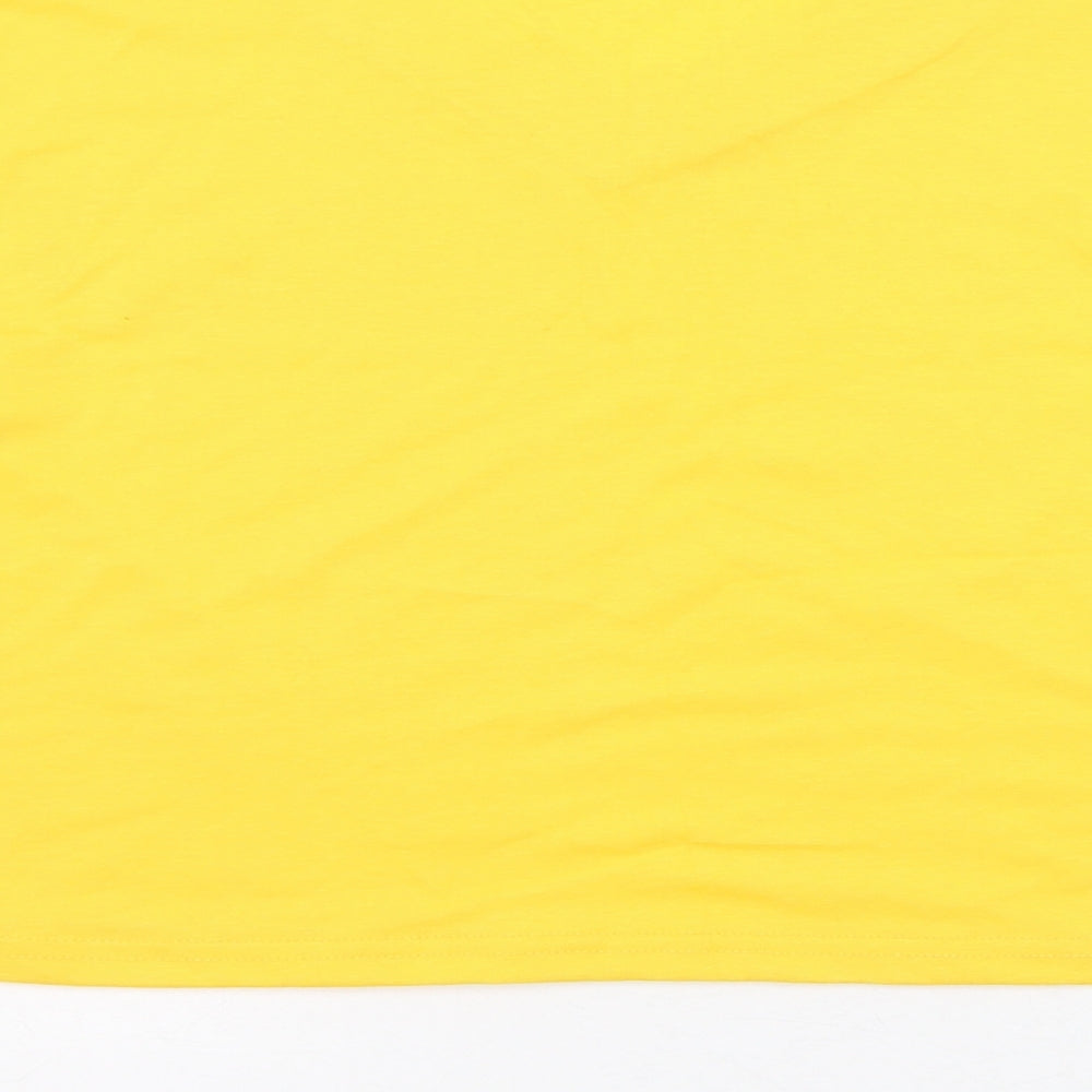 Preworn Womens Yellow Polyester Cropped T-Shirt Size S Round Neck - Saturn