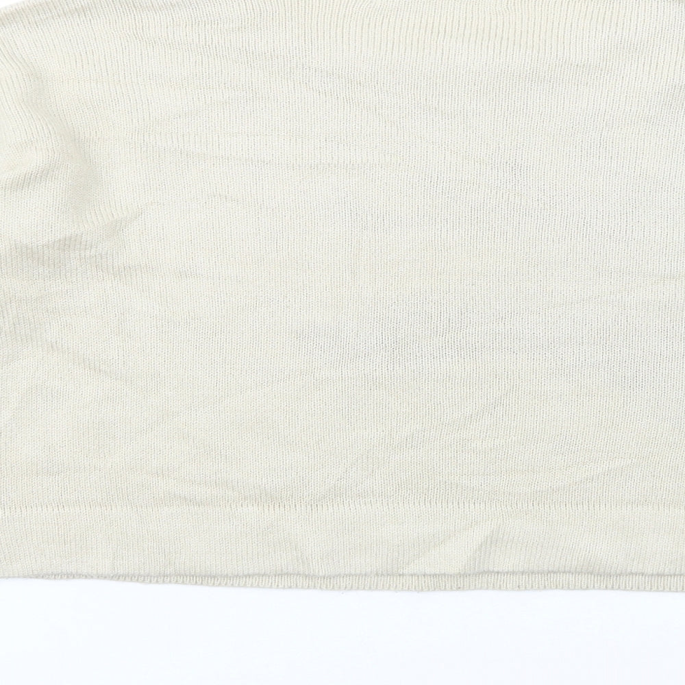 VERO MODA Womens Beige Boat Neck Acrylic Pullover Jumper Size M - Moose