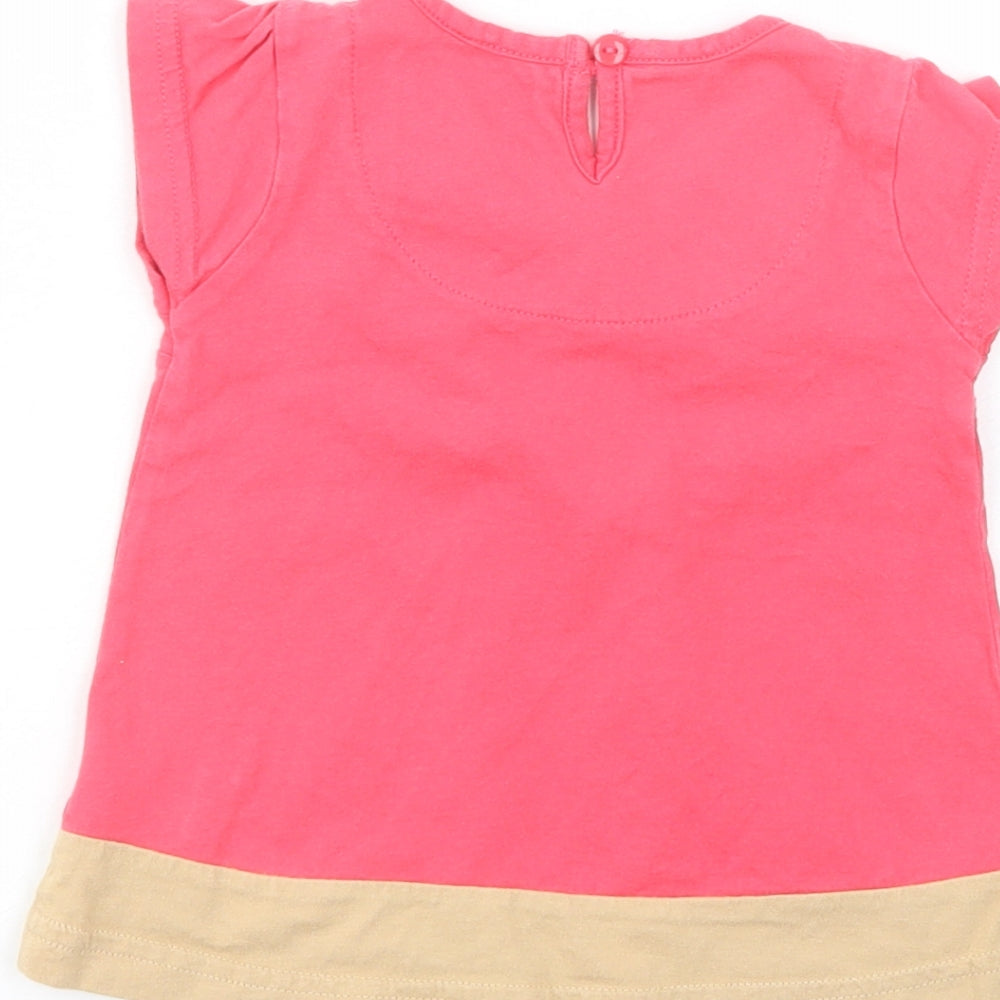 NEXT Baby Pink Cotton Basic Blouse Size 6-9 Months Crew Neck Button