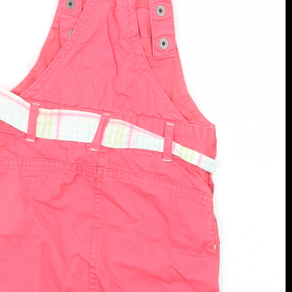 Vertbaudet Baby Pink Cotton Pinafore/Dungaree Dress Size 12 Months Square Neck Snap