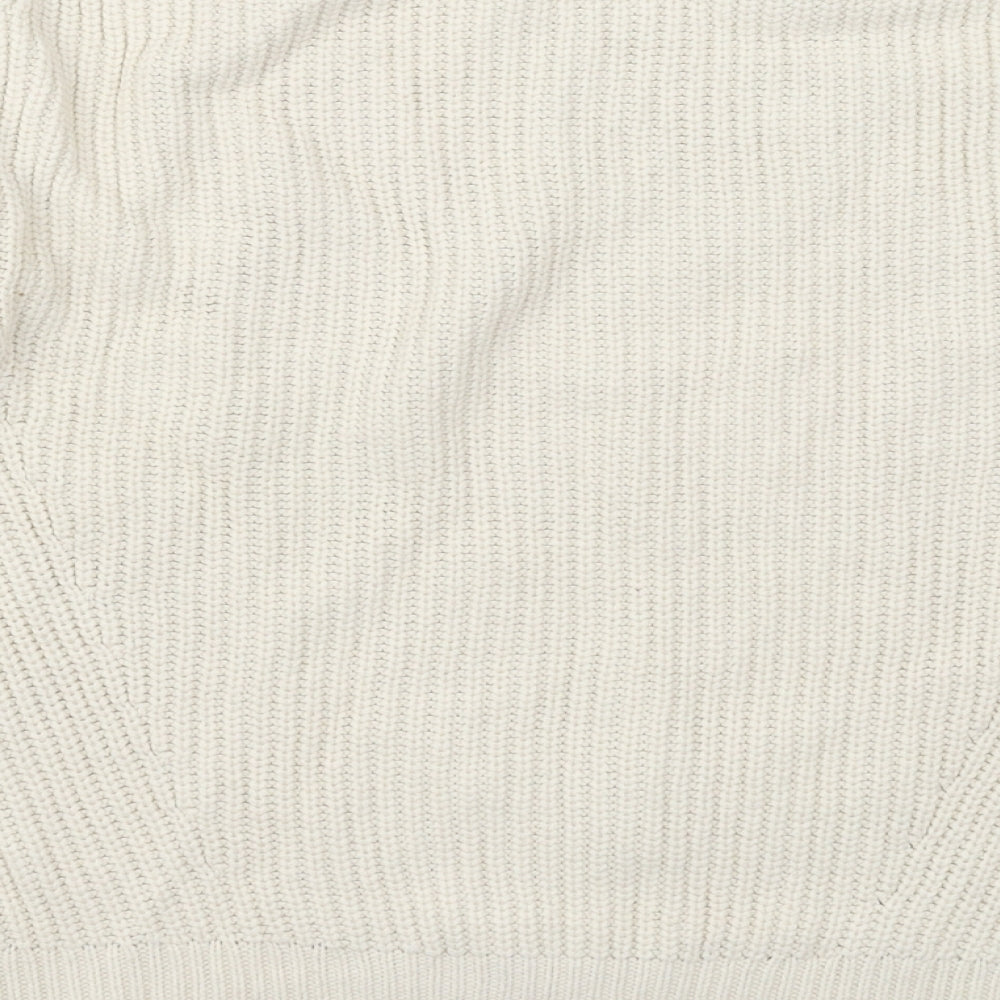 New Look Womens Ivory Crew Neck Acrylic Pullover Jumper Size S