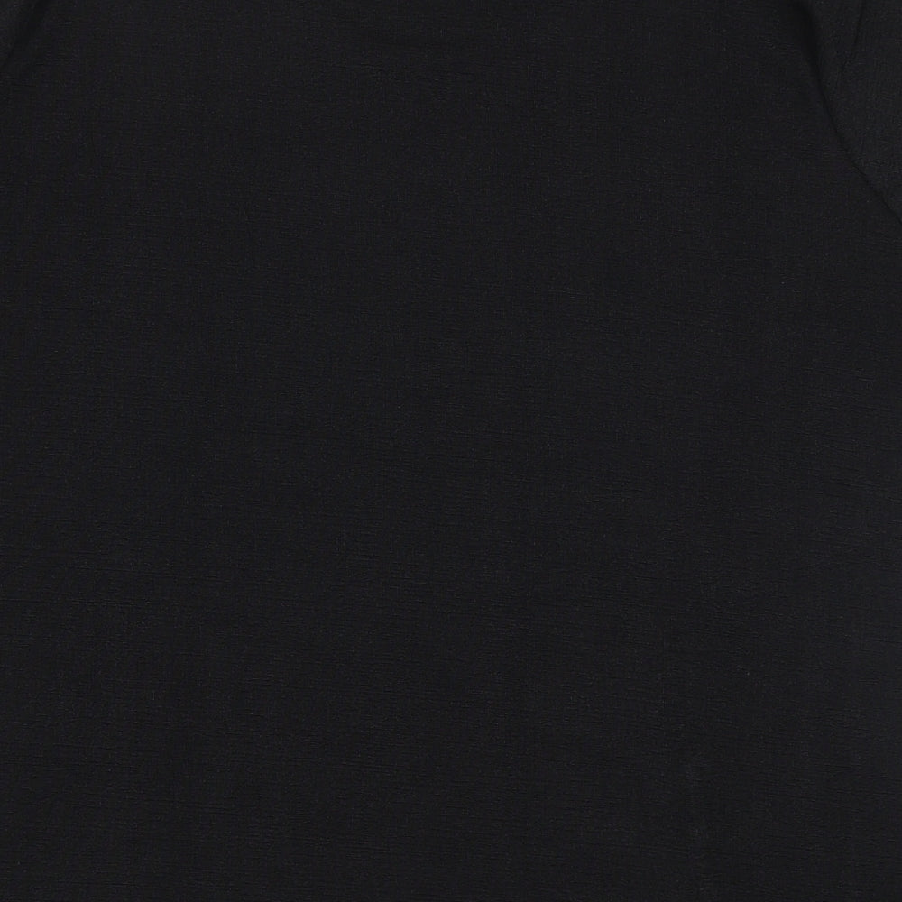 Essential Womens Black Polyester Jersey Blouse Size 16 Round Neck