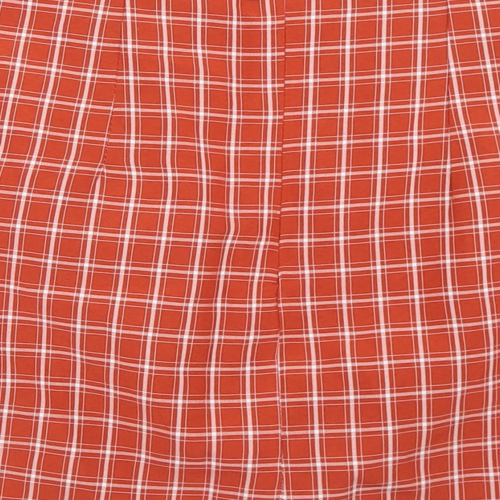 Heartbreak Womens Orange Plaid Polyester A-Line Skirt Size 8 Zip