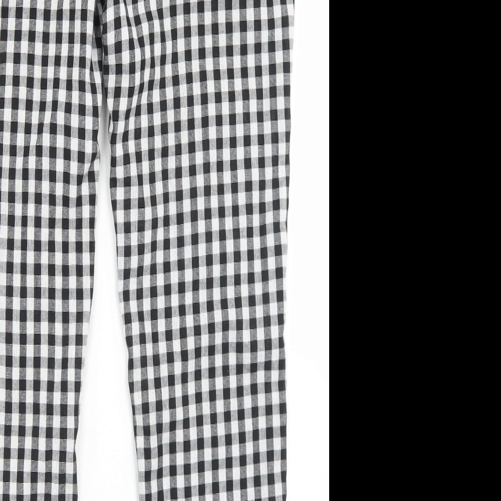 Missguided Womens Black Check Polyester Trousers Size 10 L26 in Regular Zip