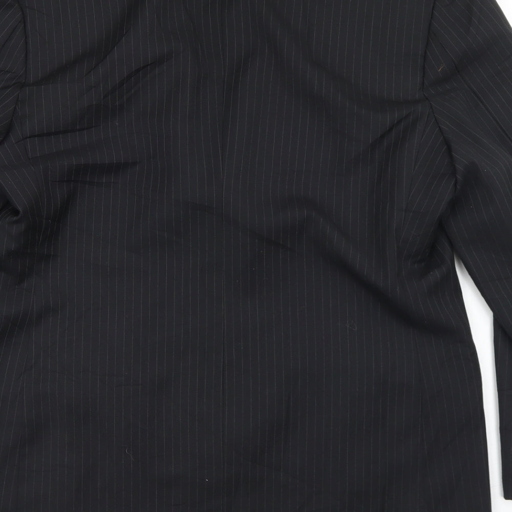 Sam's Mens Black Striped Wool Jacket Blazer Size 38