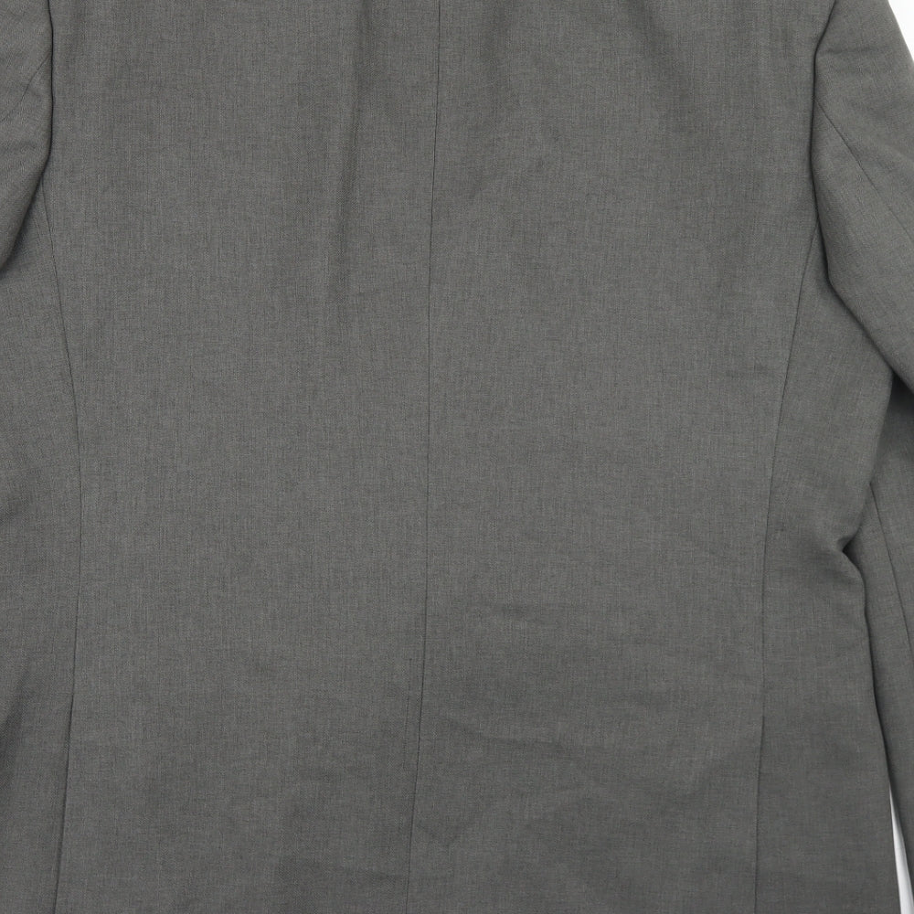 Pinstripe Mens Grey Polyester Jacket Blazer Size 44