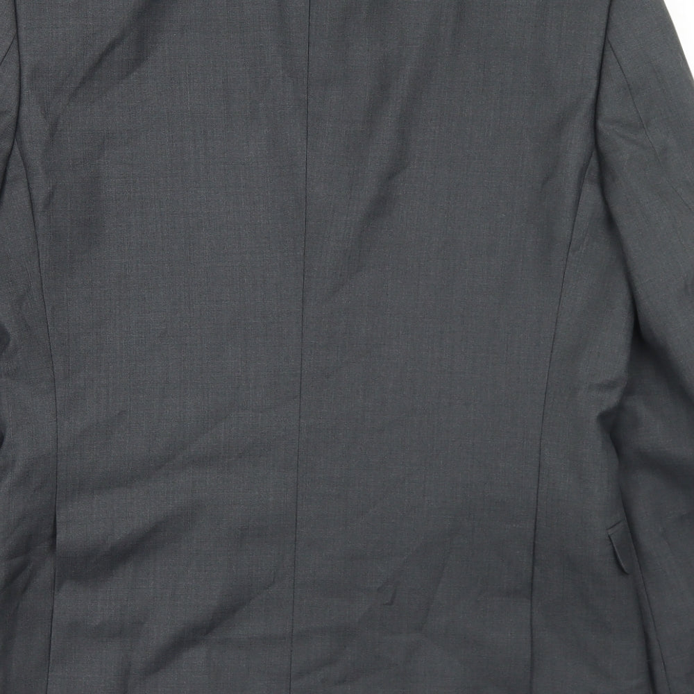 Burton Mens Grey Polyester Jacket Blazer Size 38 - Skinny Fit
