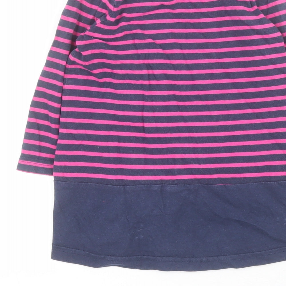 George Baby Blue Striped 100% Cotton T-Shirt Dress Size 12-18 Months Round Neck Pullover
