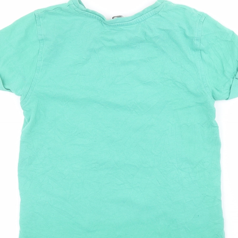 George Boys Green 100% Cotton Pullover T-Shirt Size 6-7 Years Round Neck Pullover