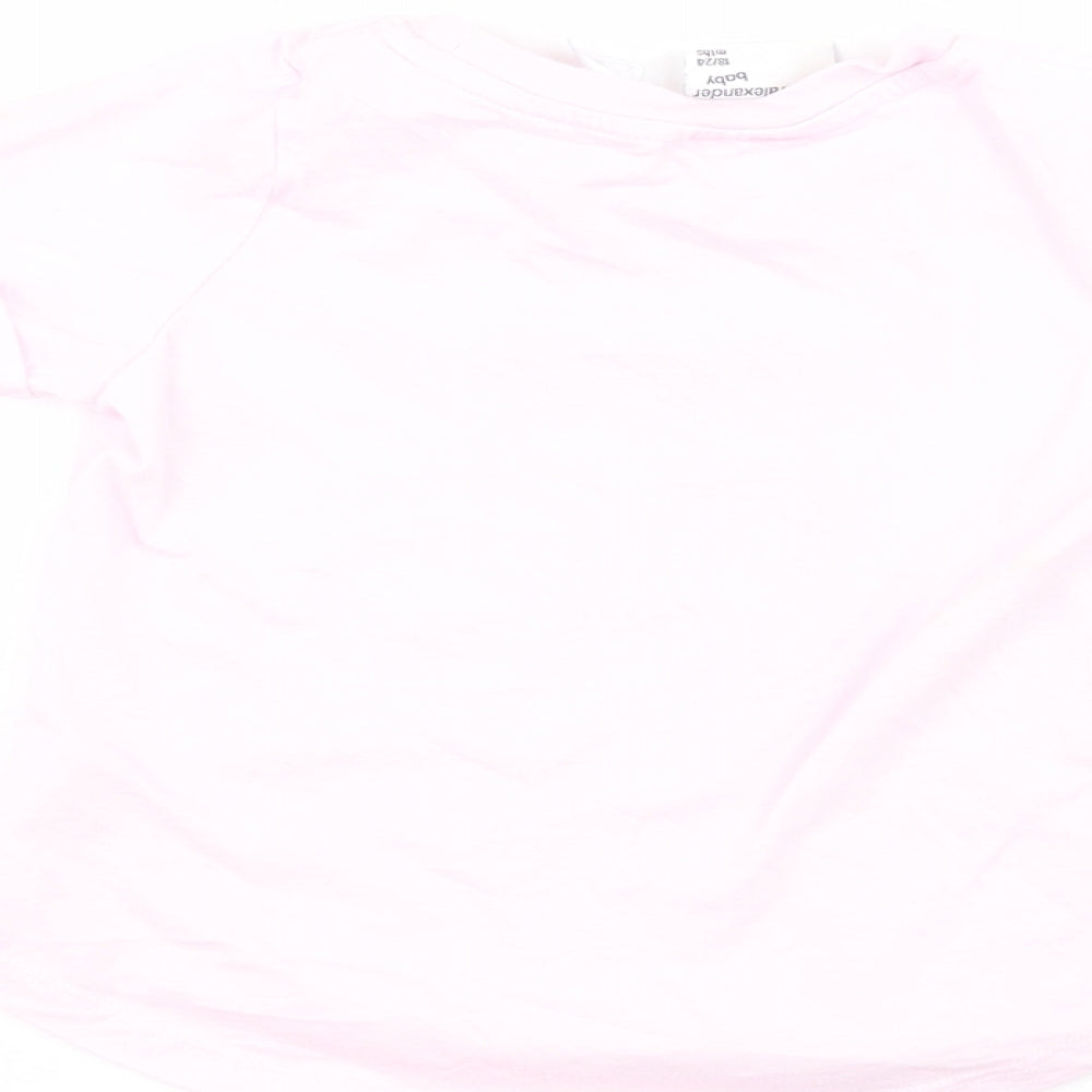 Peter Alexander Baby Baby Pink 100% Cotton Basic T-Shirt Size 18-24 Months Crew Neck Pullover