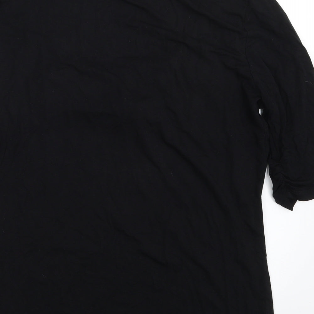 Cable & Gauge Womens Black Viscose Basic T-Shirt Size M Scoop Neck