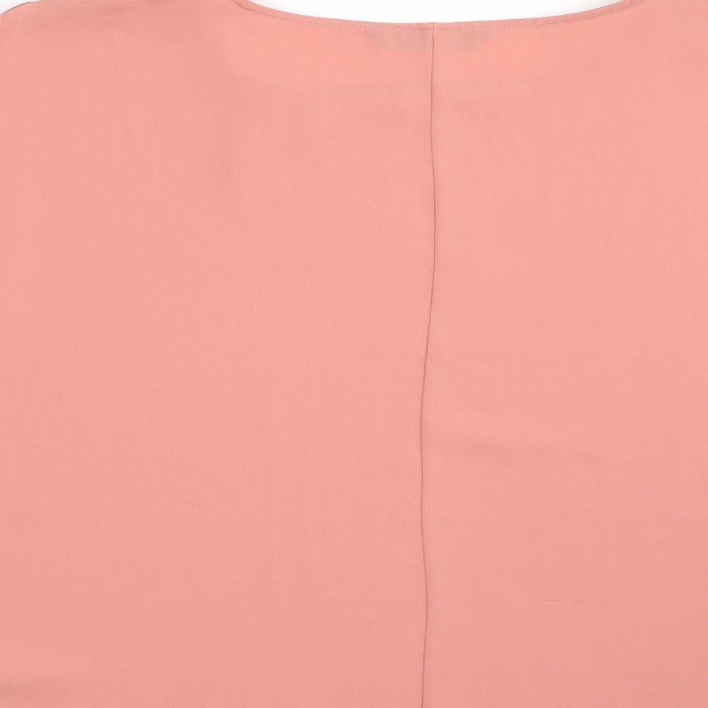 Dunnes Stores Womens Pink Polyester Basic Blouse Size 16 Boat Neck - Tie