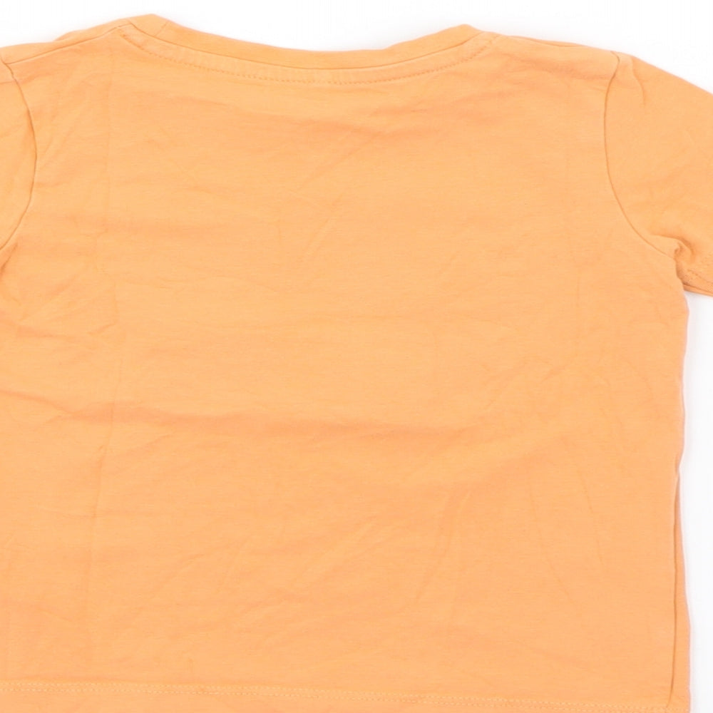 NAME IT Girls Orange Cotton Pullover T-Shirt Size 9-12 Months Crew Neck