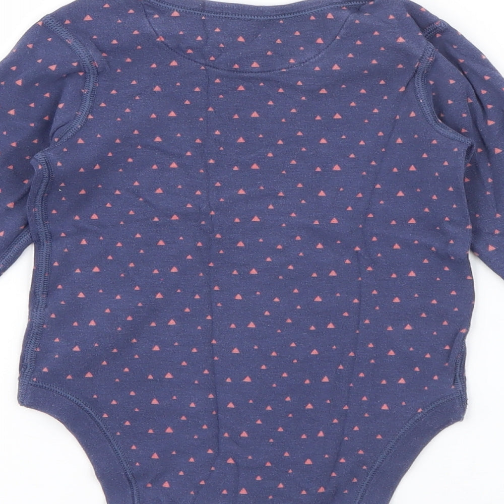 Marks and Spencer Baby Blue Geometric Cotton Pullover T-Shirt Size 12-18 Months Crew Neck Snap