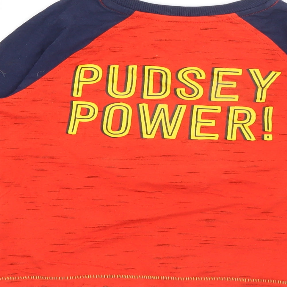 George Boys Red Crew Neck Cotton Pullover Jumper Size 2-3 Years - Pudsey
