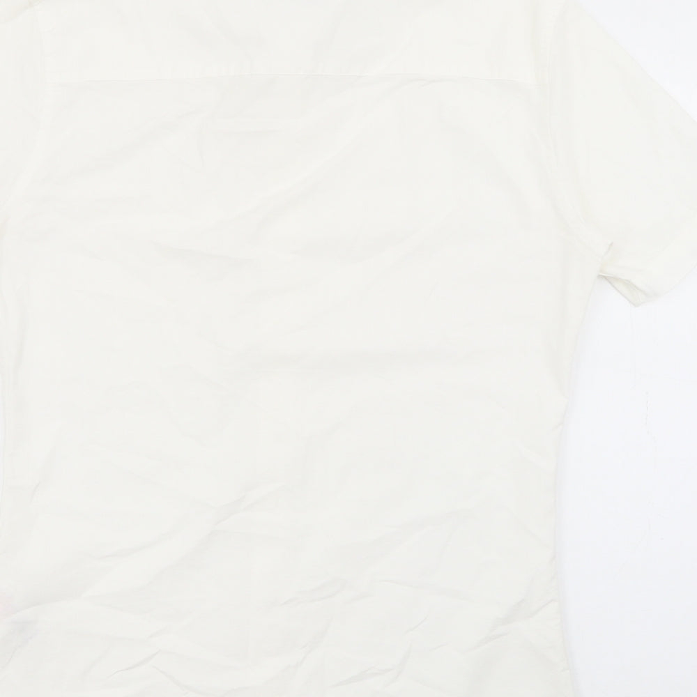 Topman Mens Ivory Cotton Button-Up Size S Collared Button
