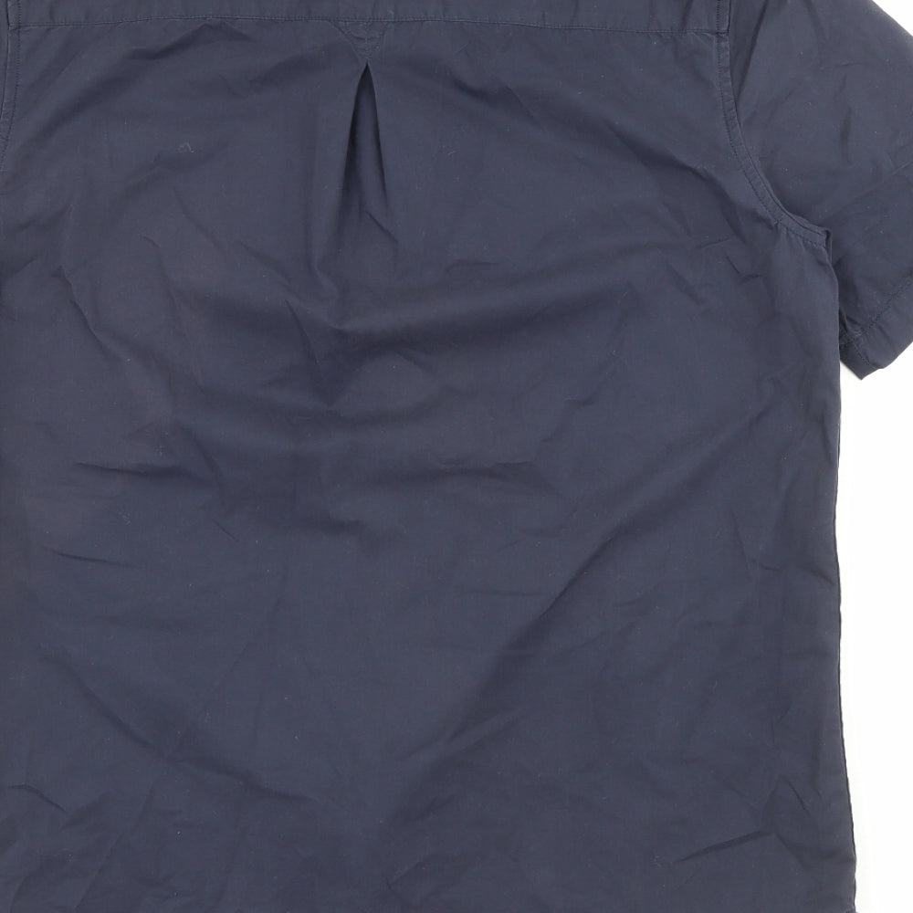 River Island Mens Blue Cotton Button-Up Size S Collared Button
