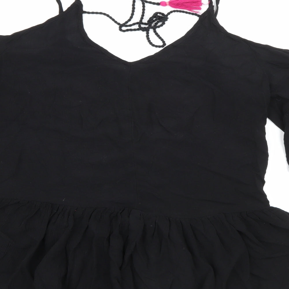 George Womens Black Scoop Neck Viscose Pullover Jumper Size 8