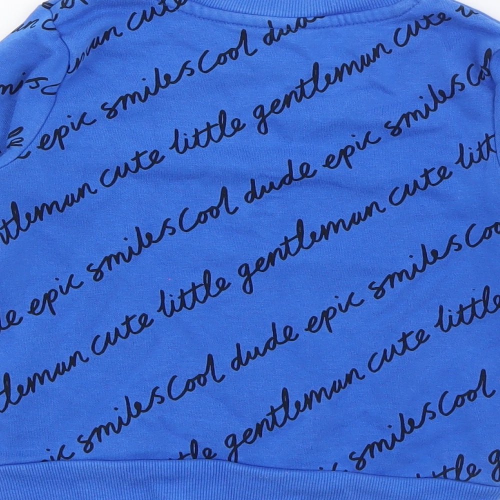 George Boys Blue Geometric Cotton Pullover Sweatshirt Size 2-3 Years