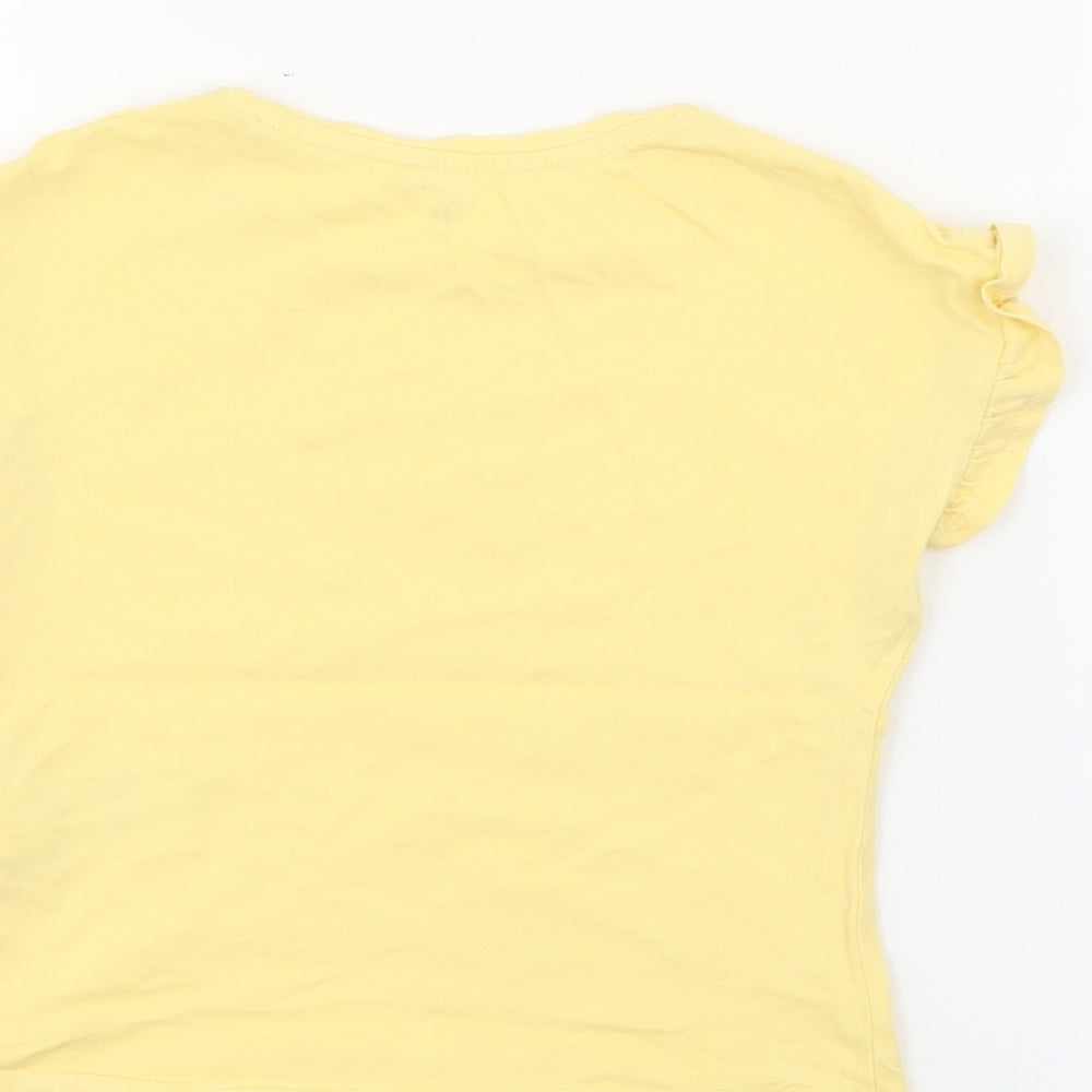 RTR Girls Yellow Cotton Pullover T-Shirt Size 5 Years Crew Neck - Good Vibes