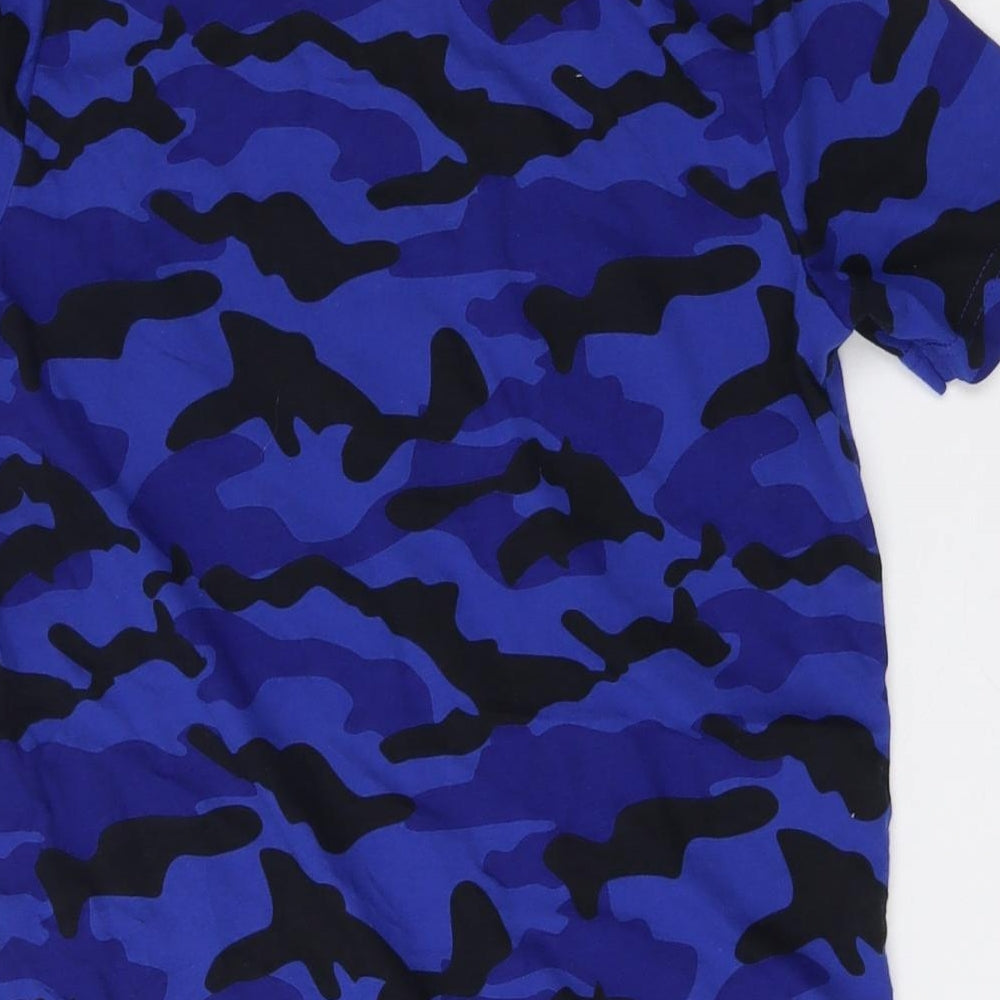 Yale Boys Blue Camouflage Cotton Basic T-Shirt Size 9-10 Years Round Neck - Yale University