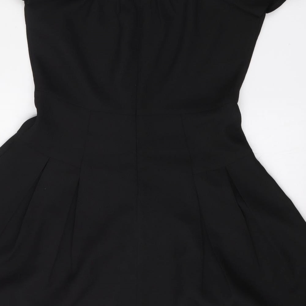Boohoo Womens Black Polyester Fit & Flare Size 10 Boat Neck