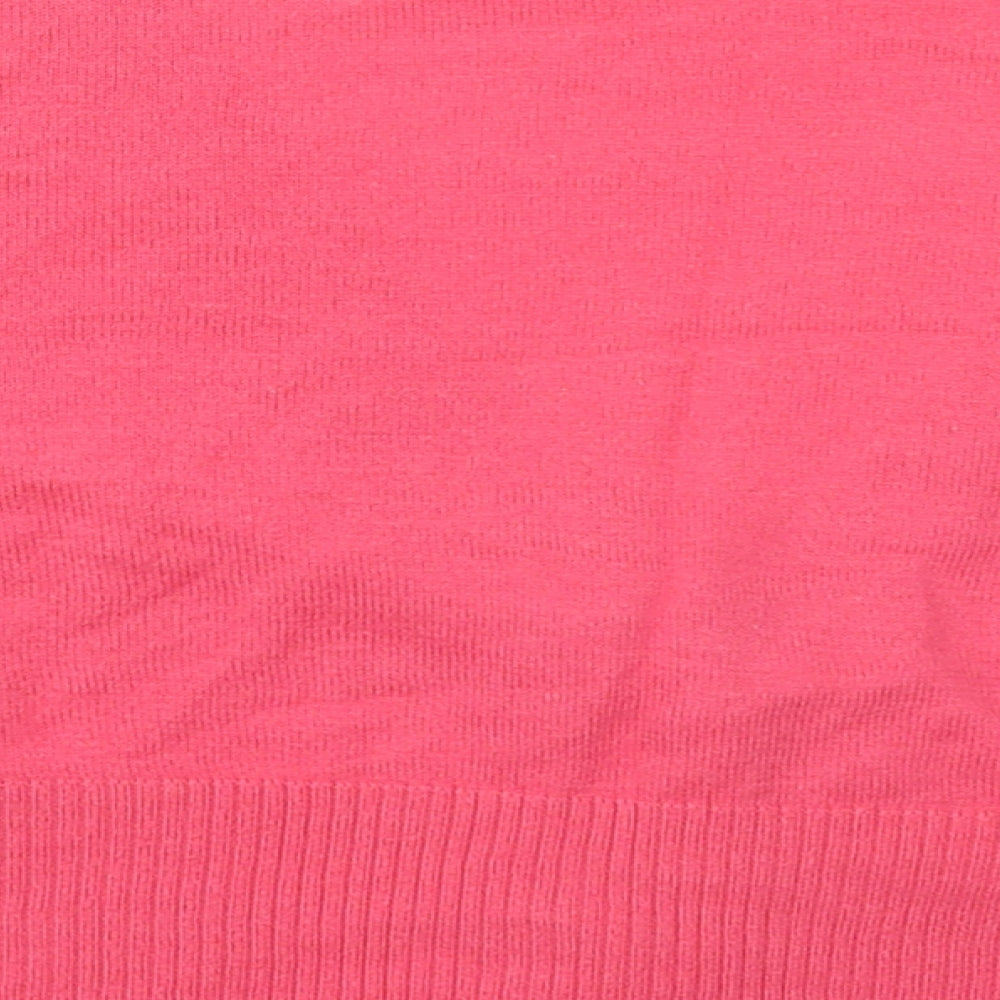 Marks and Spencer Womens Pink V-Neck Cotton Cardigan Jumper Size 14