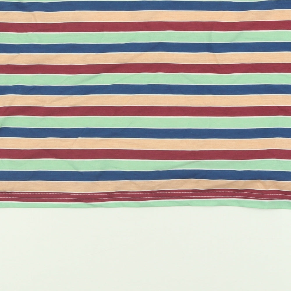 Missguided Womens Multicoloured Striped Polyester Cropped T-Shirt Size 8 Crew Neck
