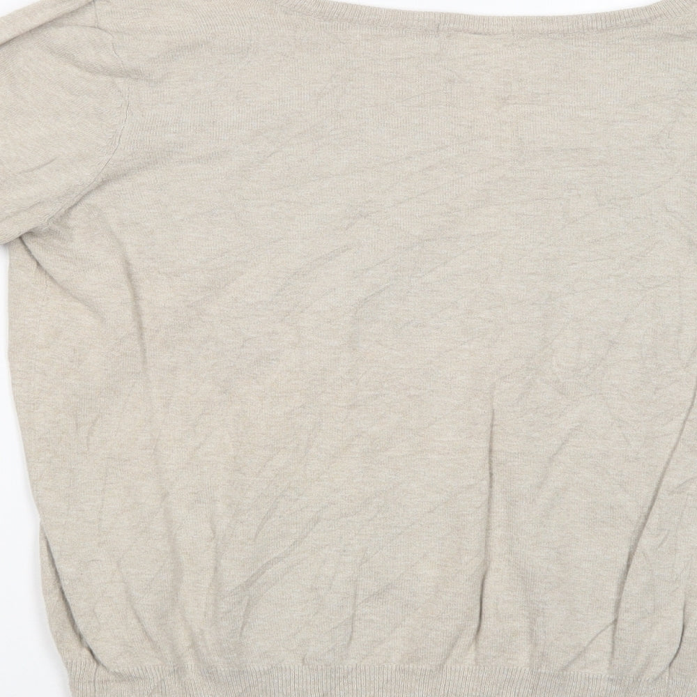 H&M Womens Beige Scoop Neck Cotton Pullover Jumper Size L