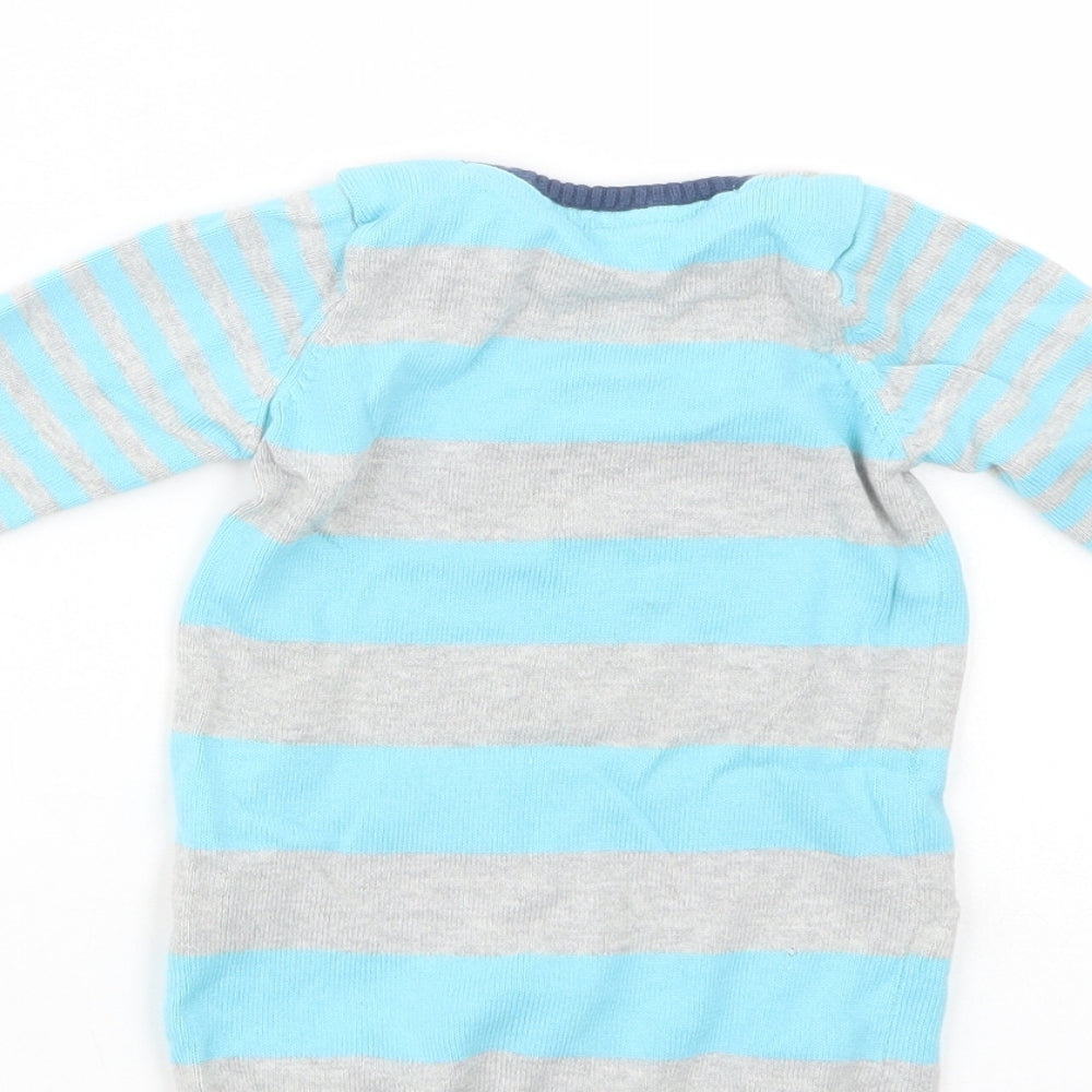 Marks and Spencer Baby Grey Striped Cotton Tunic Jumper Size 3-6 Months Pullover