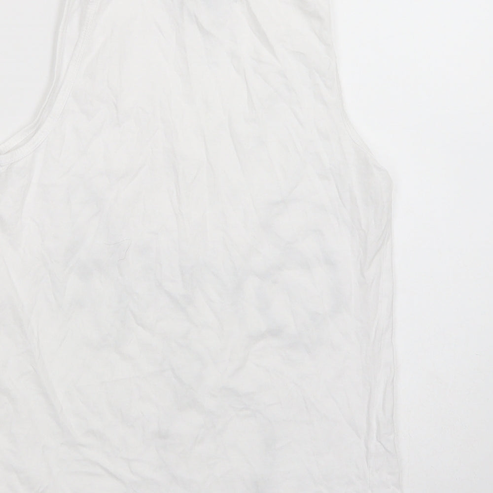 Studio Womens White Cotton Basic Tank Size 12 Scoop Neck - Bride