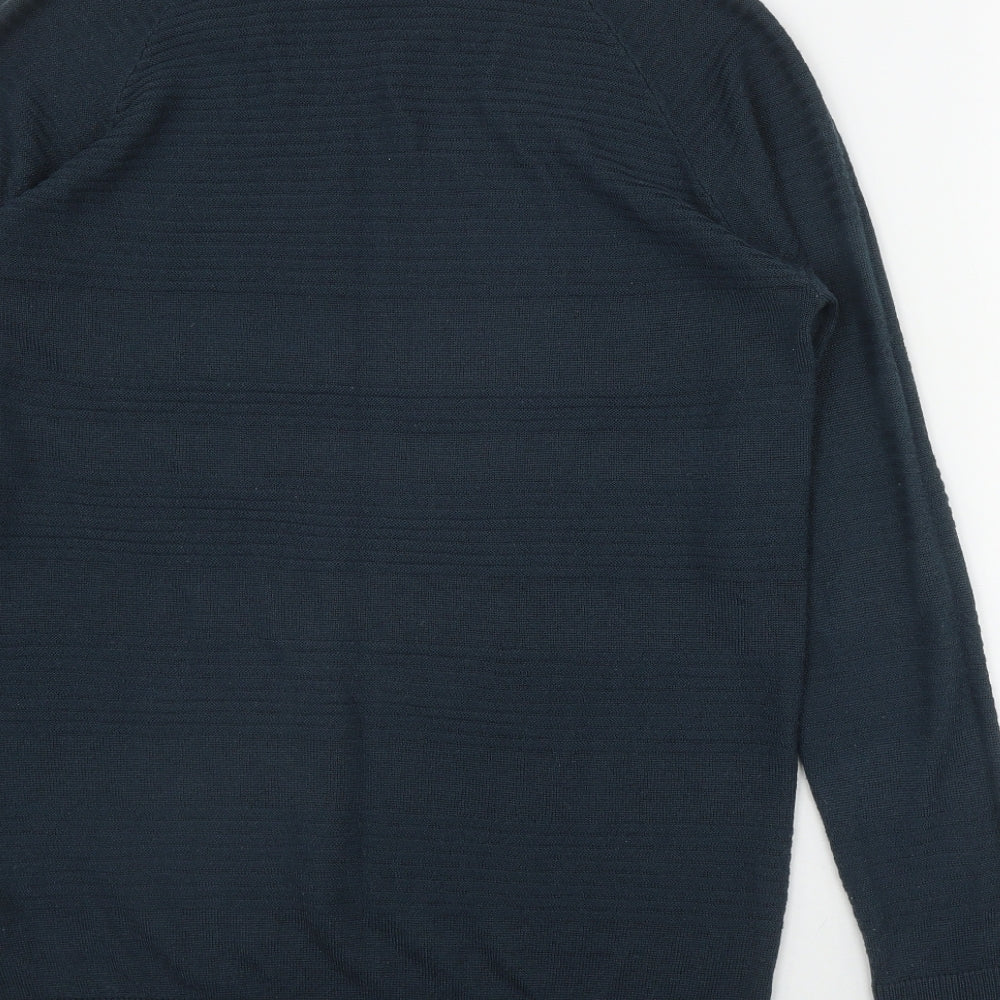 Mamalicious Womens Blue Round Neck Acrylic Pullover Jumper Size L