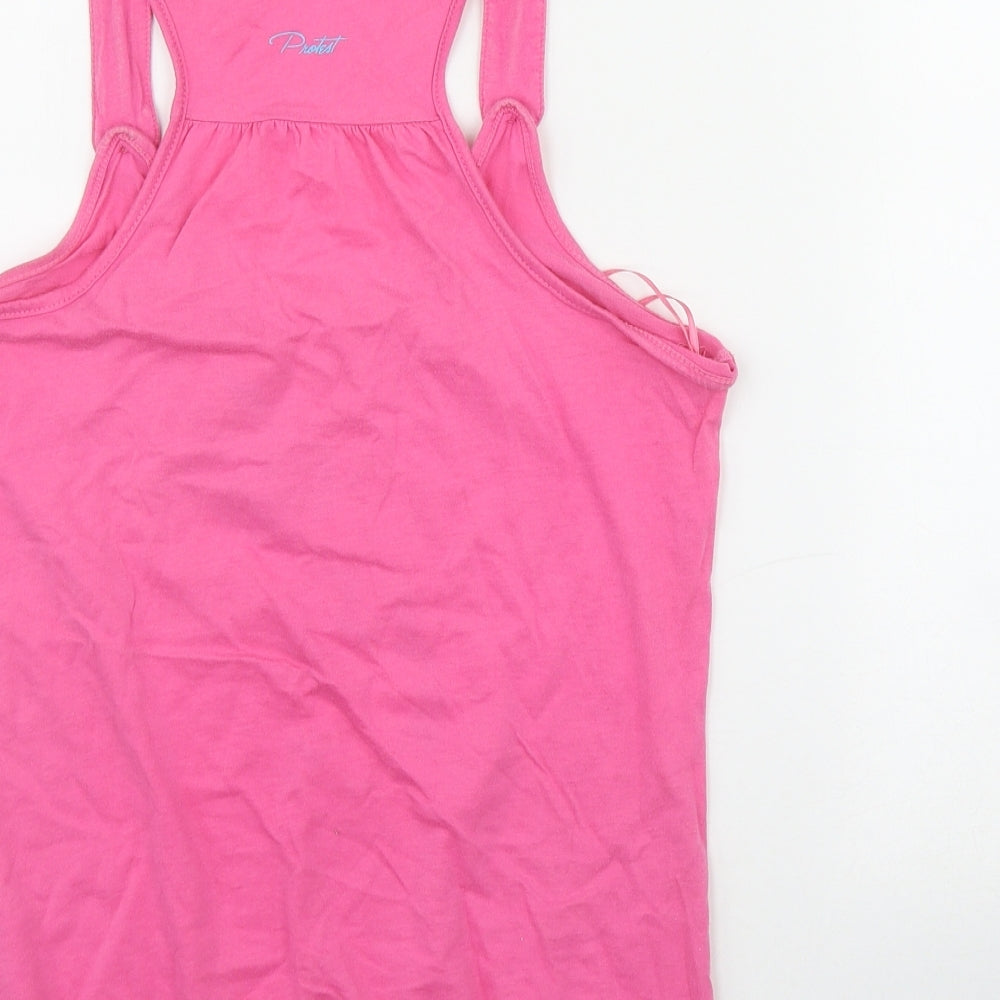 Protest Womens Pink Cotton Basic Tank Size 10 Scoop Neck