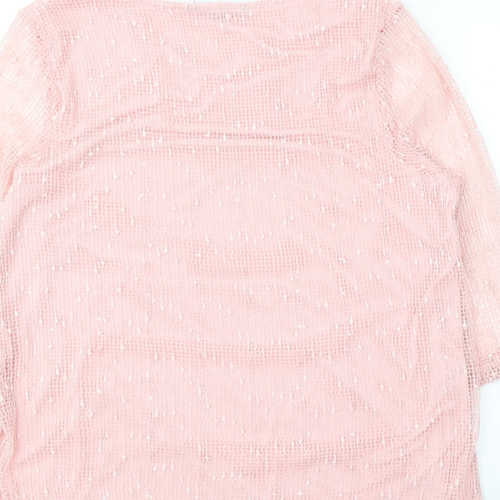 Bonmarché Womens Pink Round Neck Polyester Pullover Jumper Size 16