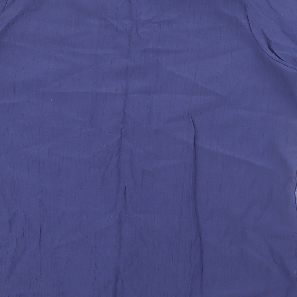 Preworn Womens Blue Viscose Basic Button-Up Size 16 V-Neck