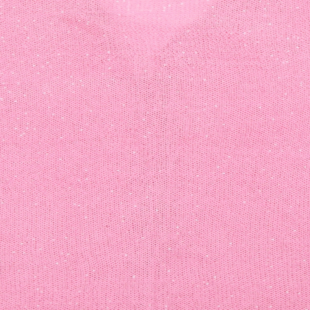 Michele Hope Womens Pink V-Neck Polyester Cardigan Jumper Size 22