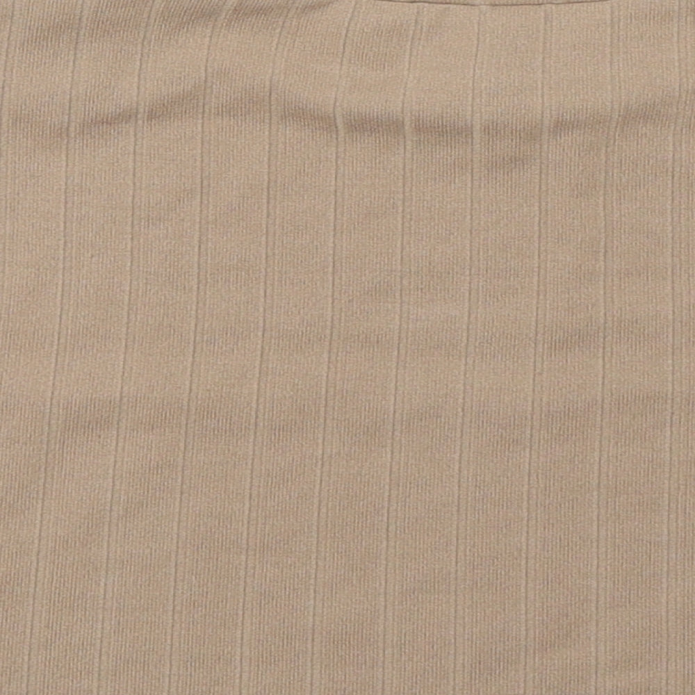Shien Womens Brown Polyester Basic T-Shirt Size M Round Neck