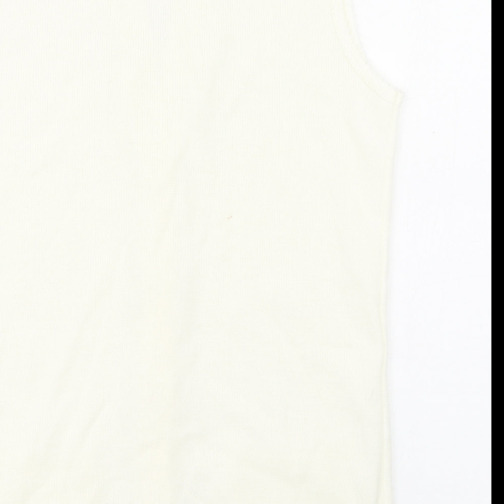 Merry Gold Womens Ivory V-Neck Acrylic Vest Jumper Size S