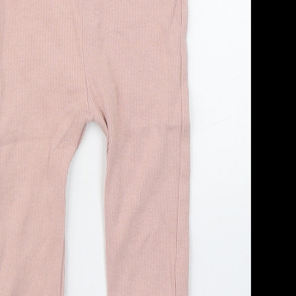TU Girls Pink Cotton Jogger Leggings Size 6-9 Months